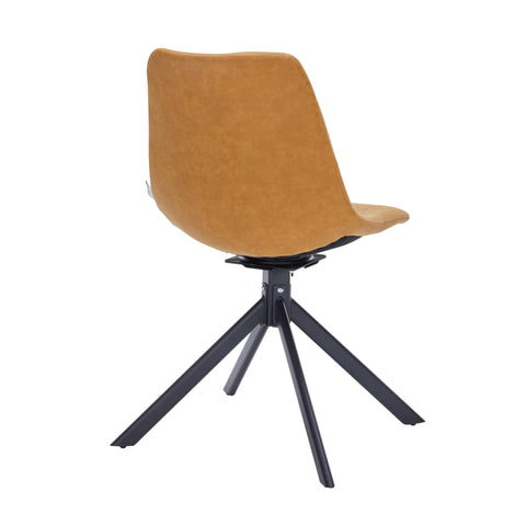 Markley Modern Leather Swival Dining Chair With Metal Legs