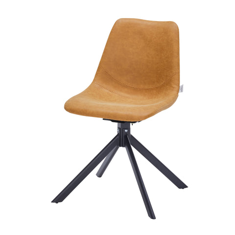 Markley Modern Leather Swival Dining Chair With Metal Legs