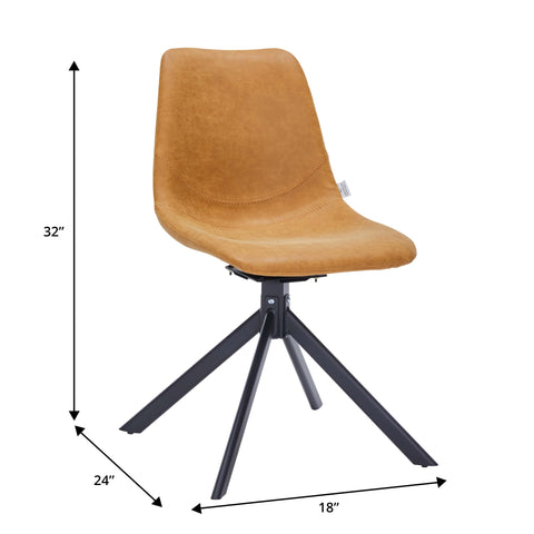 Markley Modern Leather Swival Dining Chair With Metal Legs