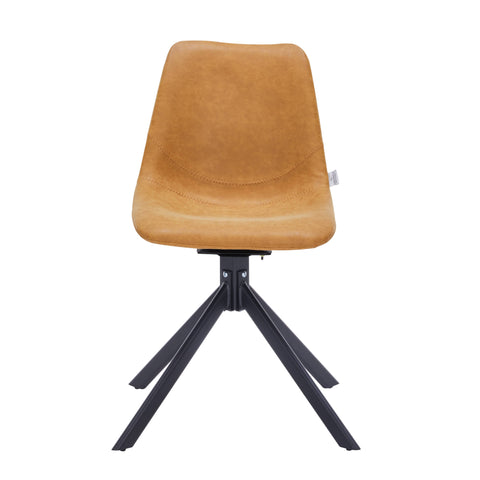 Markley Modern Leather Swival Dining Chair With Metal Legs