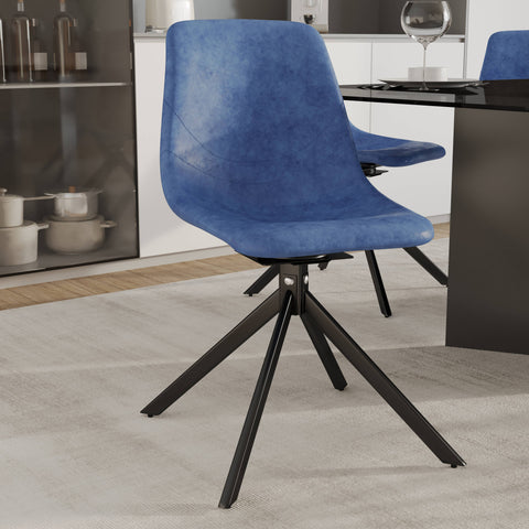 Markley Modern Leather Swival Dining Chair With Metal Legs