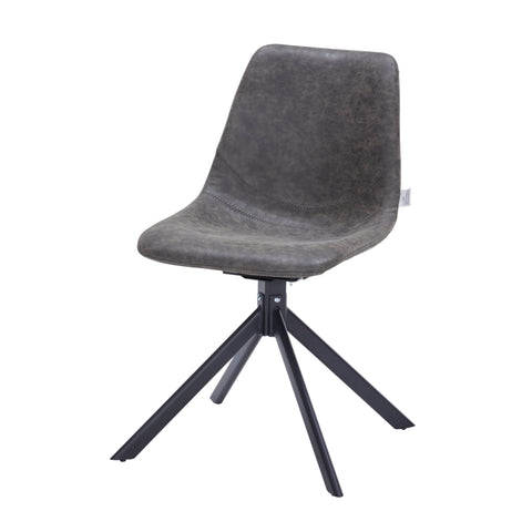 Markley Modern Leather Swival Dining Chair With Metal Legs