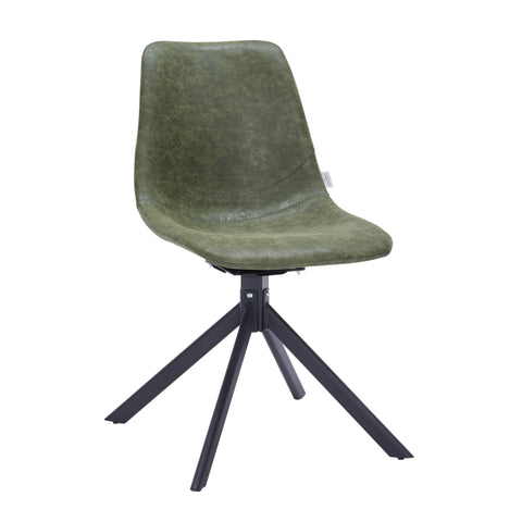 Markley Modern Leather Swival Dining Chair With Metal Legs