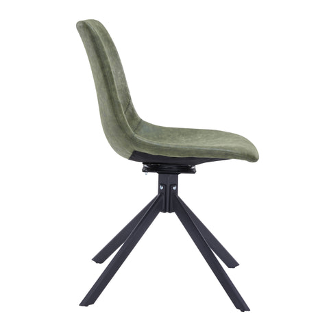 Markley Modern Leather Swival Dining Chair With Metal Legs