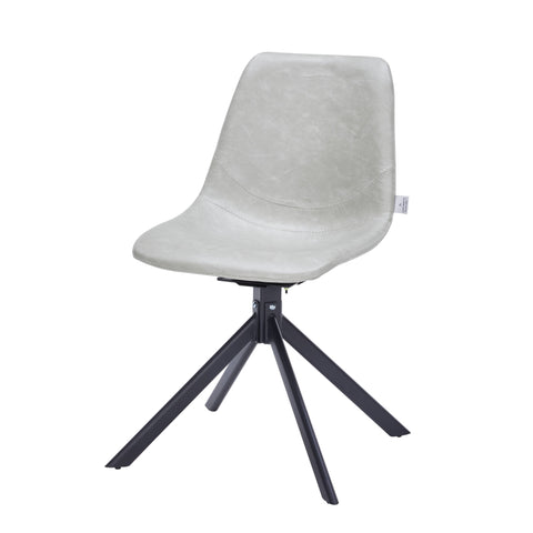 Markley Modern Leather Swival Dining Chair With Metal Legs