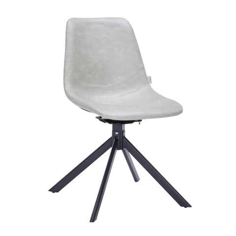 Markley Modern Leather Swival Dining Chair With Metal Legs