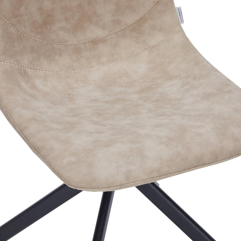 Markley Modern Leather Swival Dining Chair With Metal Legs