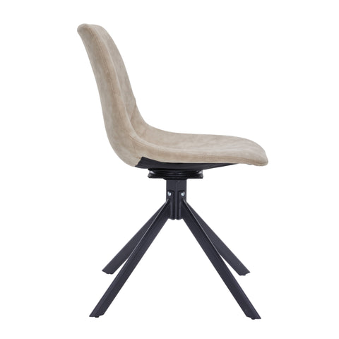 Markley Modern Leather Swival Dining Chair With Metal Legs