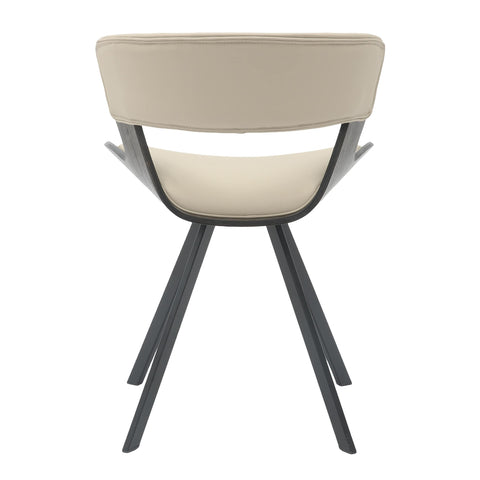 Nymia Modern Upholstered Dining Chair With Saddle Seat Design and Iron Legs