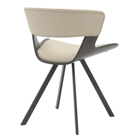 Nymia Modern Upholstered Dining Chair With Saddle Seat Design and Iron Legs