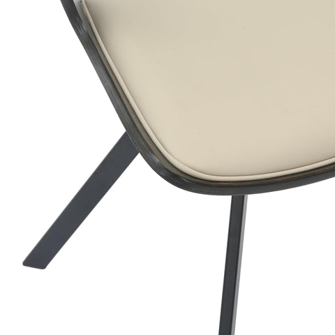 Nymia Modern Upholstered Dining Chair With Saddle Seat Design and Iron Legs