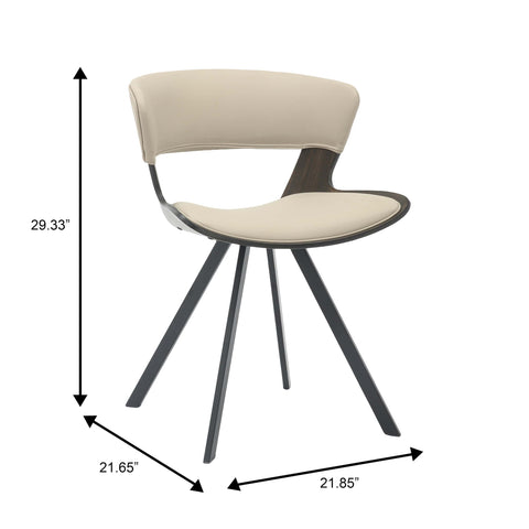 Nymia Modern Upholstered Dining Chair With Saddle Seat Design and Iron Legs