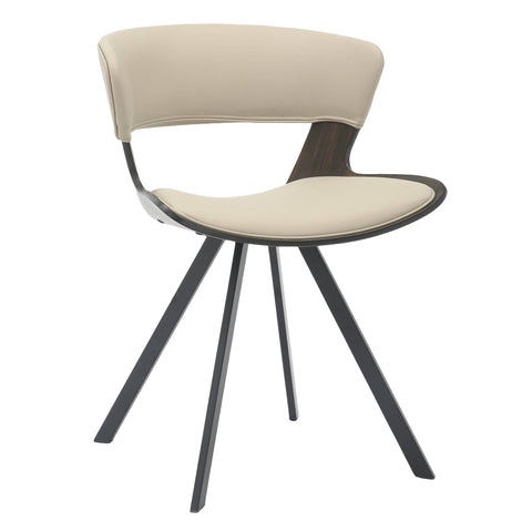 Nymia Modern Upholstered Dining Chair With Saddle Seat Design and Iron Legs