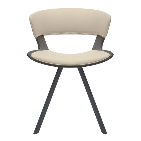 Nymia Modern Upholstered Dining Chair With Saddle Seat Design and Iron Legs