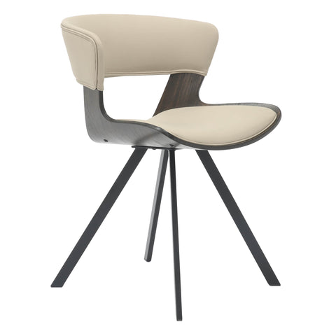 Nymia Modern Upholstered Dining Chair With Saddle Seat Design and Iron Legs