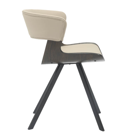 Nymia Modern Upholstered Dining Chair With Saddle Seat Design and Iron Legs