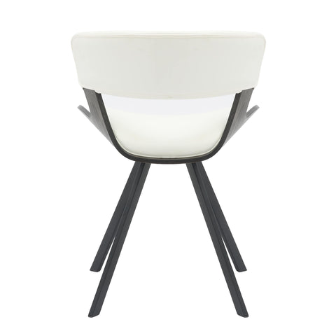 Nymia Modern Upholstered Dining Chair With Saddle Seat Design and Iron Legs