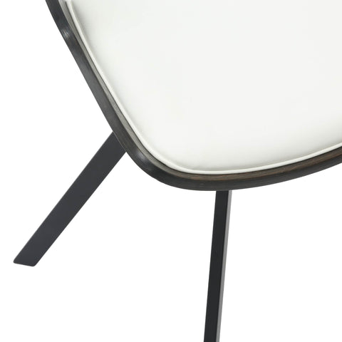 Nymia Modern Upholstered Dining Chair With Saddle Seat Design and Iron Legs