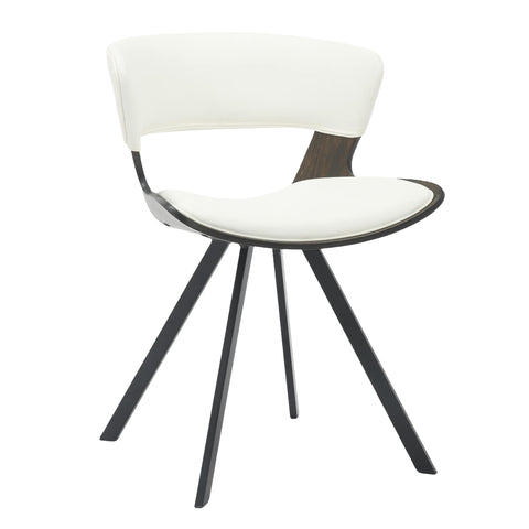 Nymia Modern Upholstered Dining Chair With Saddle Seat Design and Iron Legs