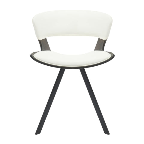 Nymia Modern Upholstered Dining Chair With Saddle Seat Design and Iron Legs