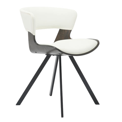 Nymia Modern Upholstered Dining Chair With Saddle Seat Design and Iron Legs