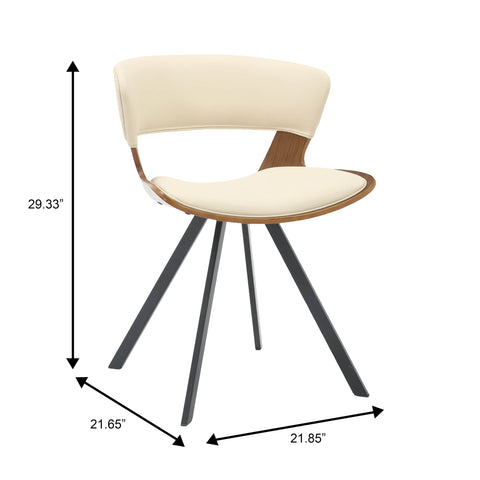 Nymia Modern Upholstered Dining Chair With Saddle Seat Design and Iron Legs