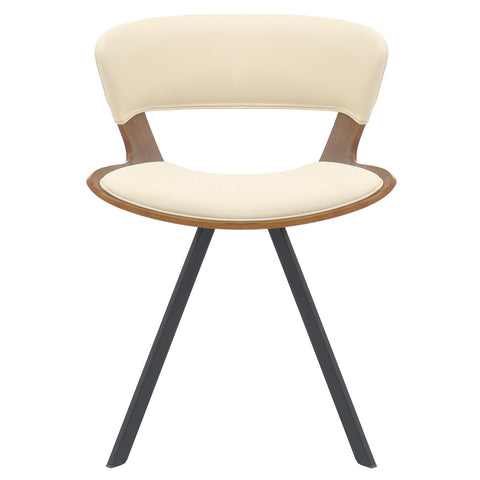 Nymia Modern Upholstered Dining Chair With Saddle Seat Design and Iron Legs