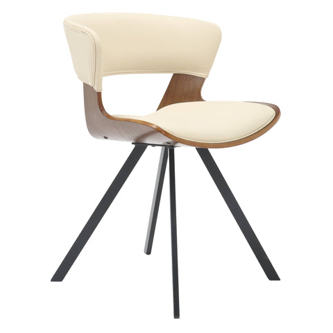 Nymia Modern Upholstered Dining Chair With Saddle Seat Design and Iron Legs