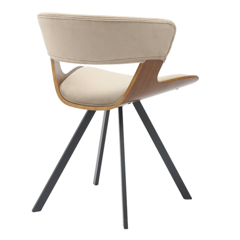 Nymia Modern Upholstered Dining Chair With Saddle Seat Design and Iron Legs