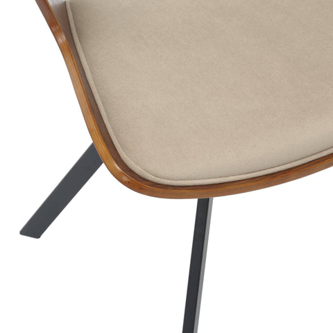 Nymia Modern Upholstered Dining Chair With Saddle Seat Design and Iron Legs