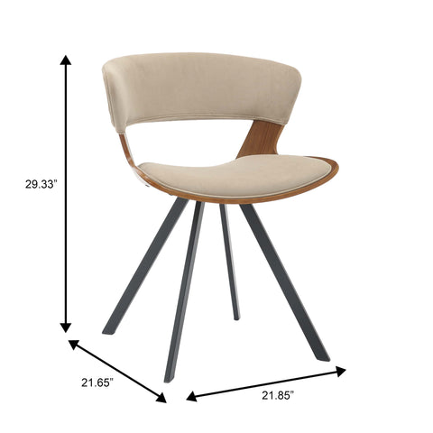 Nymia Modern Upholstered Dining Chair With Saddle Seat Design and Iron Legs