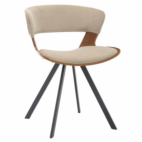 Nymia Modern Upholstered Dining Chair With Saddle Seat Design and Iron Legs