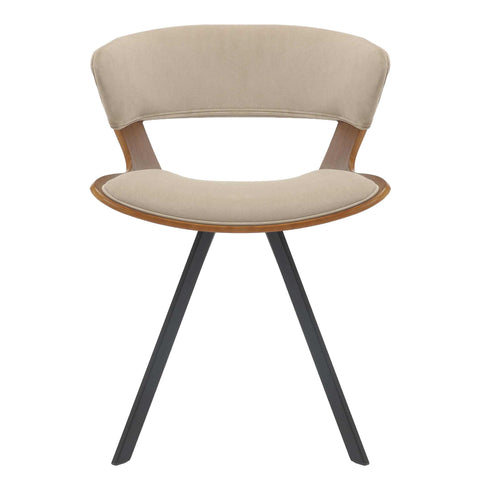 Nymia Modern Upholstered Dining Chair With Saddle Seat Design and Iron Legs