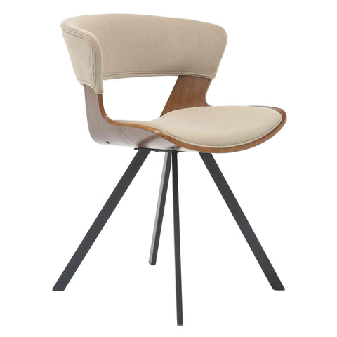 Nymia Modern Upholstered Dining Chair With Saddle Seat Design and Iron Legs