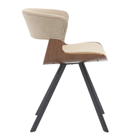 Nymia Modern Upholstered Dining Chair With Saddle Seat Design and Iron Legs