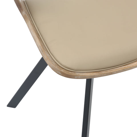 Nymia Modern Upholstered Dining Chair With Saddle Seat Design and Iron Legs