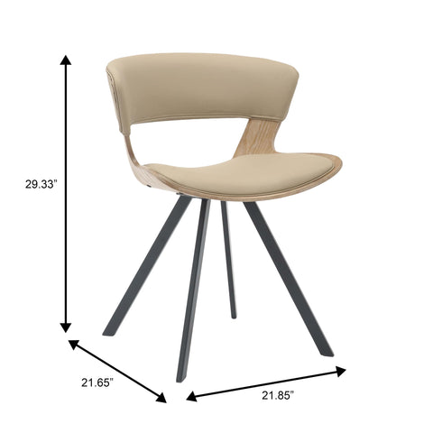 Nymia Modern Upholstered Dining Chair With Saddle Seat Design and Iron Legs