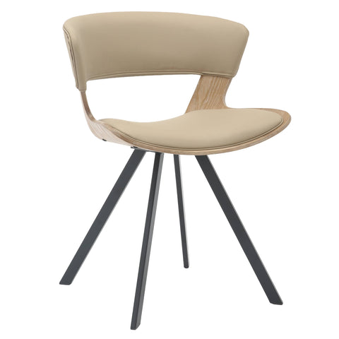 Nymia Modern Upholstered Dining Chair With Saddle Seat Design and Iron Legs