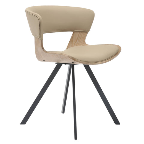 Nymia Modern Upholstered Dining Chair With Saddle Seat Design and Iron Legs