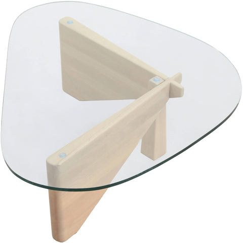 Imperial Triangular Coffee Table with a Glass Tabletop and Wood Base