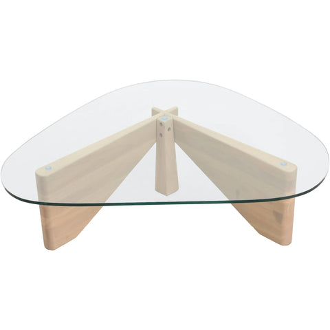 Imperial Triangular Coffee Table with a Glass Tabletop and Wood Base