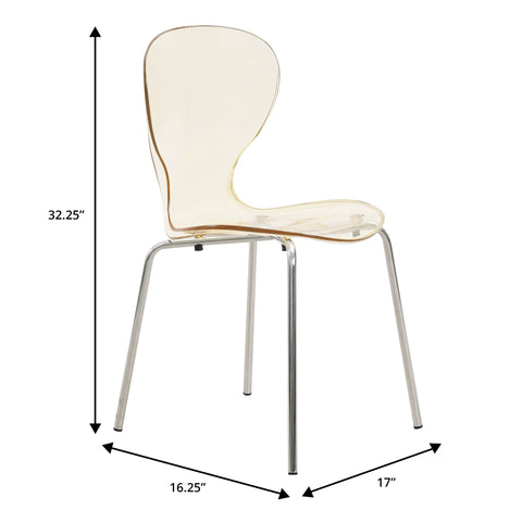 LeisureMod Bristol 5-Piece Dining Set Round White MDF Dining Table and 4 Acrylic Dining Chairs with Chrome Legs