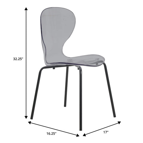 LeisureMod 5-Piece Dining Set Round Black MDF Dining Table and 4 Acrylic Dining Chairs with Chrome Legs