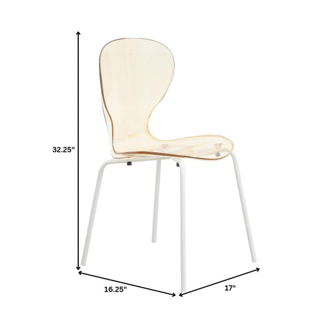 LeisureMod 5-Piece Dining Set Round White MDF Table and 4 Acrylic Chairs with White Base