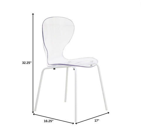 LeisureMod 5-Piece Dining Set Round White MDF Table and 4 Acrylic Chairs with White Base