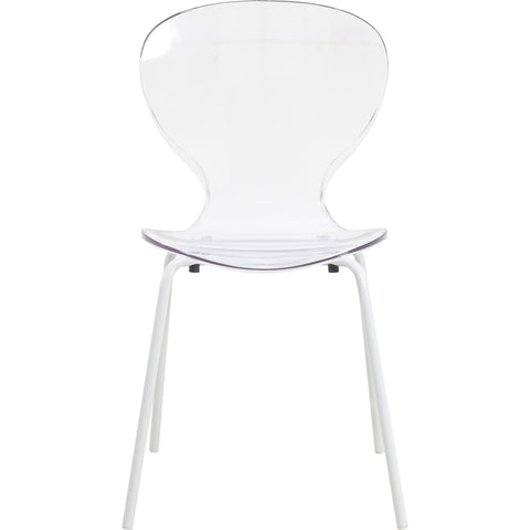 LeisureMod 5-Piece Dining Set Round White MDF Table and 4 Acrylic Chairs with White Base