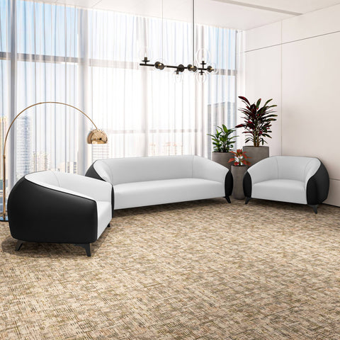 Opula 3-Piece Leather Sofa Set with Solid Wood Frame and Stainless Steel Legs