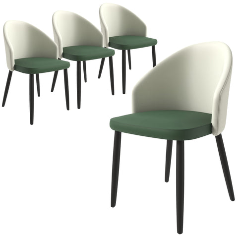 Paradiso Dining Chairs Leather Seat and Curved Back with Oak Wood Legs Set of 4