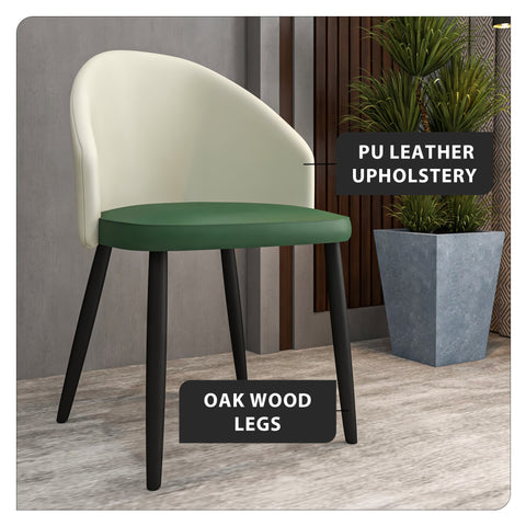 Paradiso Dining Chairs Leather Seat and Curved Back with Oak Wood Legs Set of 4