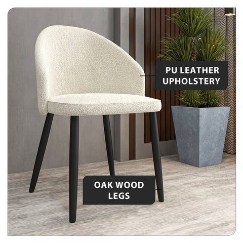 Paradiso Dining Chairs Leather Seat and Curved Back with Oak Wood Legs Set of 2